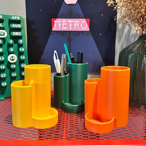 Bureau-organizer in ruimtetijdstijl – Vintage pennenhouder uit de jaren 70 – 3D-geprint ontwerp