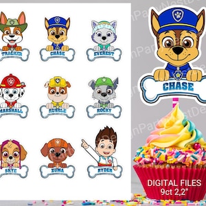 Paw Patrol Cupcake Toppers, Printable Cupcake Topper, Birthday party