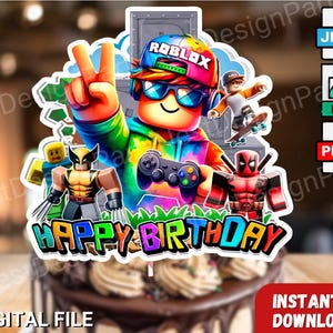Roblox Cake Topper, Printable Cake Topper, Birthday party
