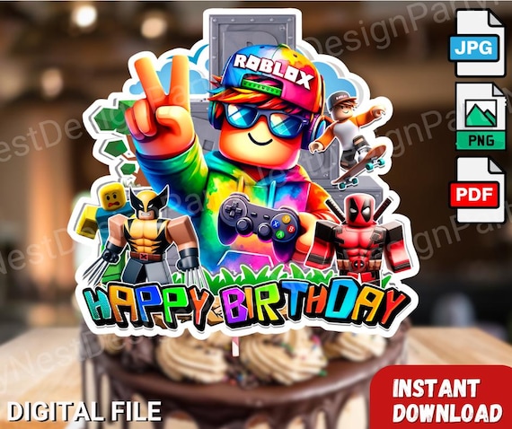 Roblox Cake Topper: Printable Birthday Party Decoration (PNG, PDF, JPG Digital Download