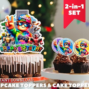 Roblox Topper Bundle. Cake Topper. Cupcake Toppers. Digital File. Birthday Party Decor