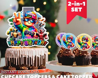 Roblox Topper Bundle. Cake Topper. Cupcake Toppers. Digital File. Birthday Party Decor