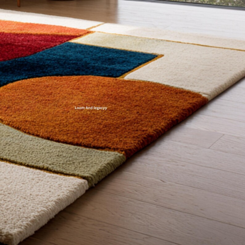 Hand-tufted Wool Rug | Modern Geometric Color Block Carpet - Etsy