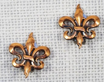 Renoir Modernist Fleur de Lis Copper Earrings