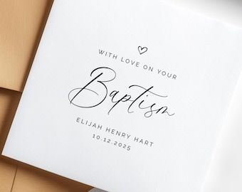 With Love On Your Baptism Card, Editable Printable Personalized Baptism Card for Boy or Girl, Christening Card Template Instant Download