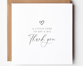 Thank You Card Editable Printable, A Little Card to Say a Big Thank You, DIY Personalized Template, Instant Download Appreciation Card