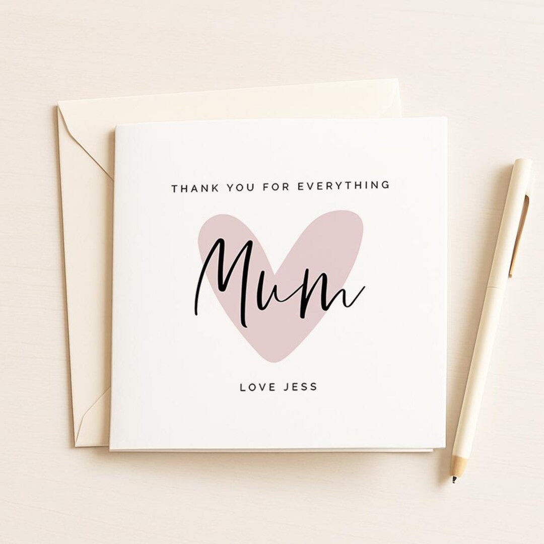 Mum Thank You Card, Editable Printable, From Daughter, Personalized ...