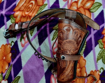Fondina e cintura per revolver in pelle fatte a mano - Stile cowboy western