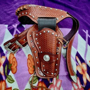 Western Cowboy Holster and Cartridge belt for single action revolver Gift For Usa