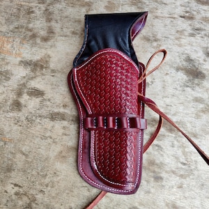Handmade Western Leather Revolver Right Hand Holster with Ammo Loop Fit Barrel 4 to 6&quot;