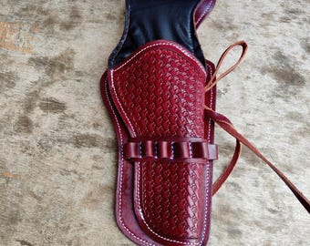 Handmade Leather Western Revolver Holster: .357 .44 .45 Caliber, 4-8" Barrel