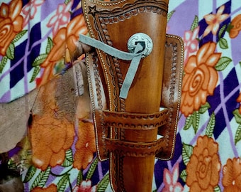 Handmade Leather Revolver Holster: Right Hand Draw, Western Cowboy Style - Up to 12.5" Barrel
