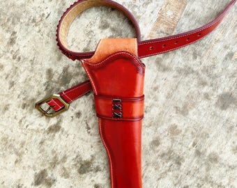 Buntline Halfter mit Gürtel Leder Braun Rechts Wyatt Earp 10" Hand USA