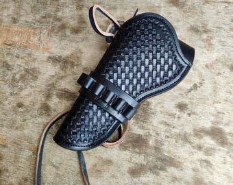 Handmade Leather Western Revolver Holster: .357 .44 .45 Caliber, 4-6" Barrel