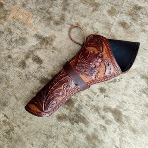 Full Grain Leather Cross Draw Revolver Holster: .357 .44 .45 Caliber, 4-8&quot; Barrel