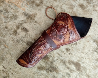 Full Grain Leather Cross Draw Revolver Holster: .357 .44 .45 Caliber, 4-8" Barrel