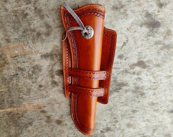 Handmade Leather Cowboy Holster: Floral Scroll, Fits Colt SAA, Ruger Vaquero