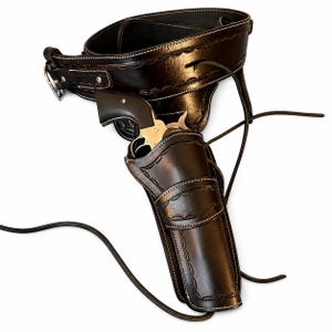 Leather Western Holster with Ammo Belt for .44/45 Revolver | Handmade Cowboy Gun Holster | Right Hand Draw | Hunting & Ranch Gear