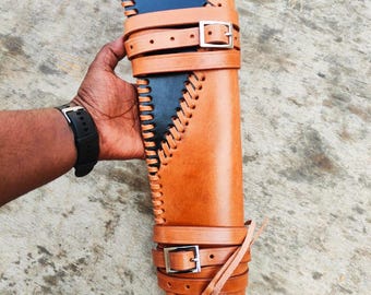 Handmade Leather Rossi Ranch Mares Leg Scabbard Holster: Belt Loop & Shoulder Strap