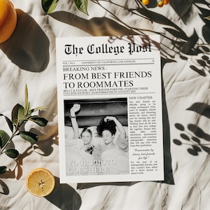 Individuell angefertigtes Zeitungspapier, Sie waren Mitbewohner, The College Post, New York Times Druck, Mitbewohner Geschenk, Schlagzeile, Studentenwohnheim, Mitbewohner