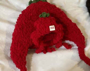 Pet & Human Matching Hat • Crochet Fruit Hat • Handmade Tomato Beanie  • Soft Stretchy Yarn