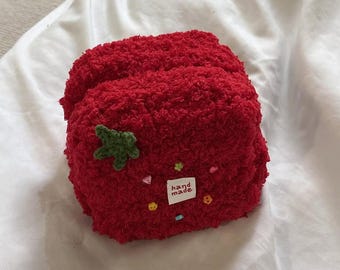 Handmade Fluffy Crochet Tomato Bag | Coquette Plush Purse