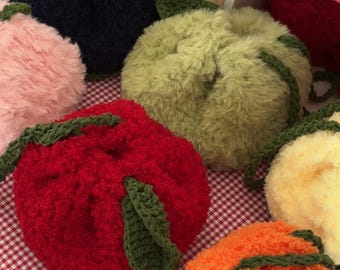 Fruit Crochet Purse, Handmade Fruit Bag, Strawberry Tomato Peach Lemon Apple Orange Blueberry