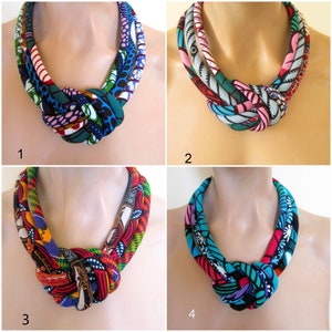 Colorful Necklace - Light weight jewelry - African print knot necklace- Choose your necklace.