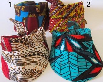 Cappello visiera estiva - Visiera sole spiaggia tessuto - Sciarpa testa in africano -