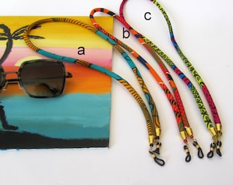 Boho Sunglasses Chain: Wax Fabric Beaded Eyewear Strap