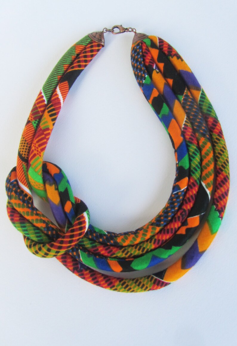 Bib Necklace Kente Fabric Necklace. Gift for Her Orange Etsy
