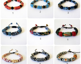 AFrican Beaded Bracelet -  Hand made glass Beads - Men's bracelet - Boho stack bracelets