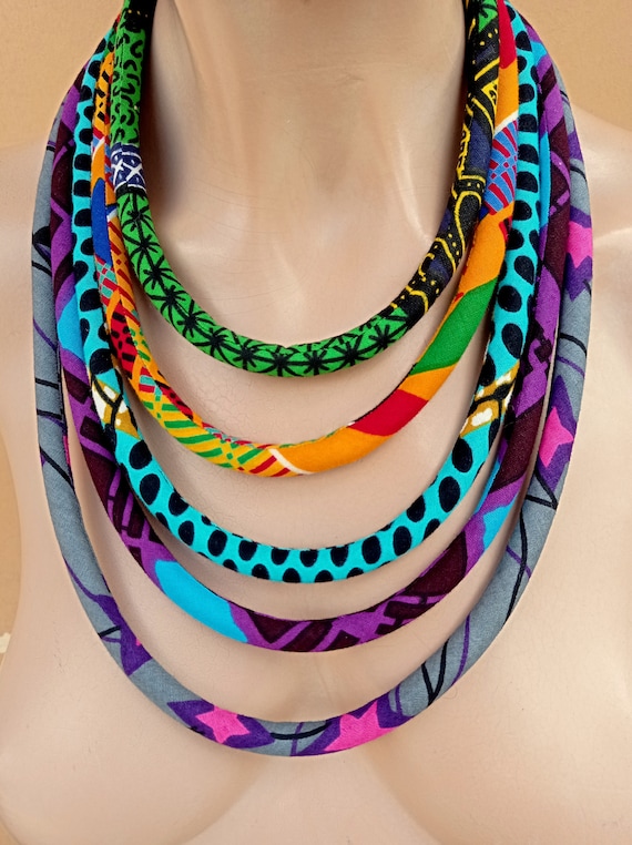 Layered Necklace African Print Jewelry African Jewelry Necklace