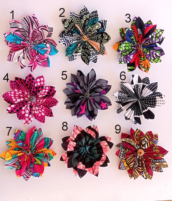 Ankara Fabric Flower Pin or Hair Clip: African Wax Print Accessory
