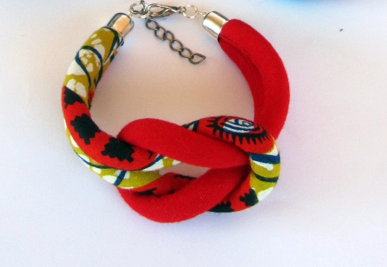 Red African jewelry Knot Fabric Colorful Light Weight Necklace