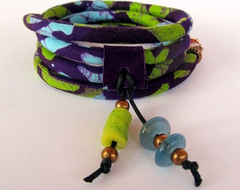 Hippie bracelet/ batik jewelry/ green and blue bracelet