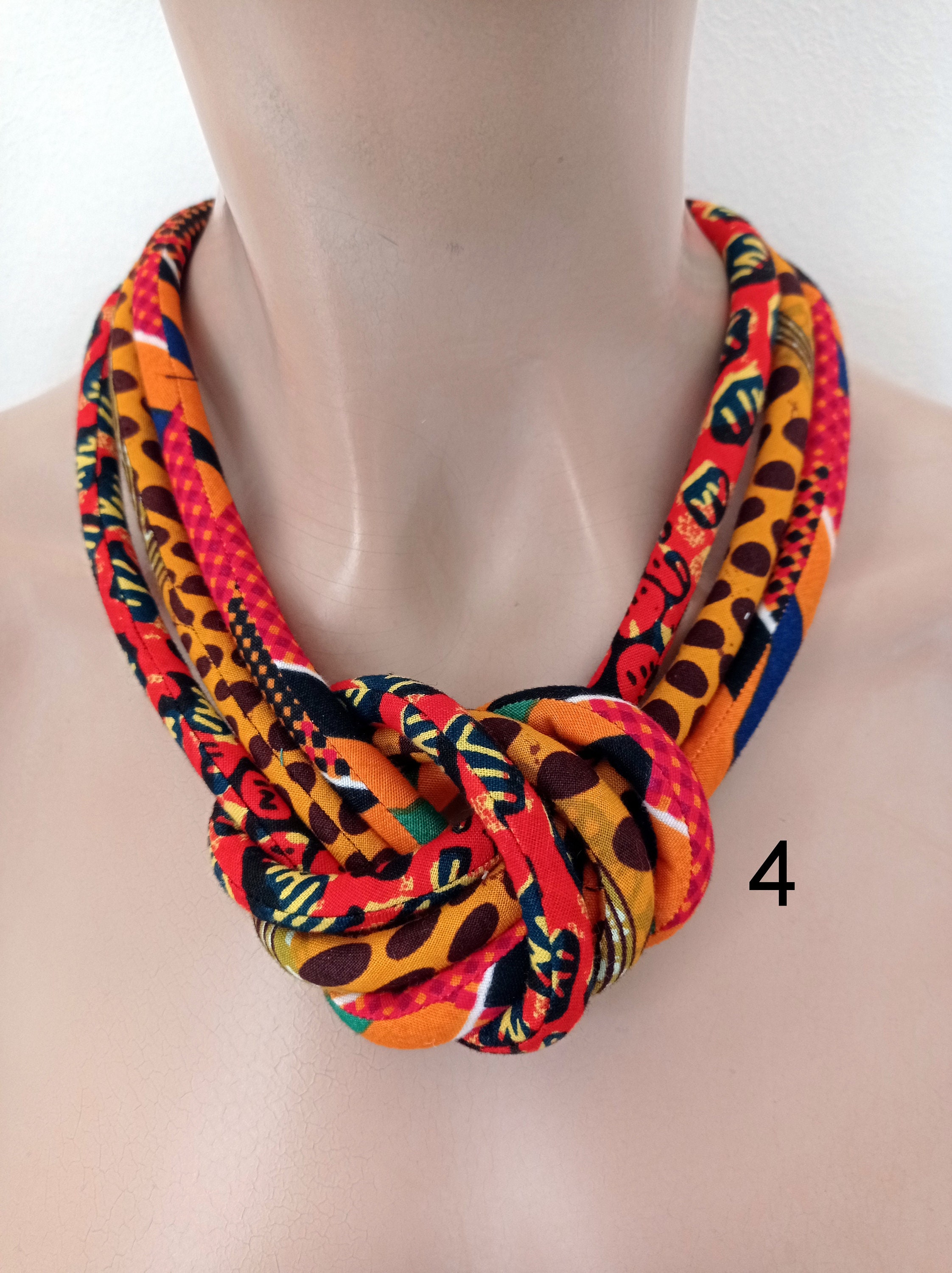 Ajrakh Fabric Mustard Yellow Statement Necklace Fabric Necklace