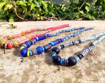African beaded necklace/ Ghanaian recycled glass beads ,Christmas gift for her