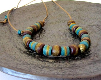 African Glass Beads Necklace - African Jewelry  -Boho Beaded jewelry