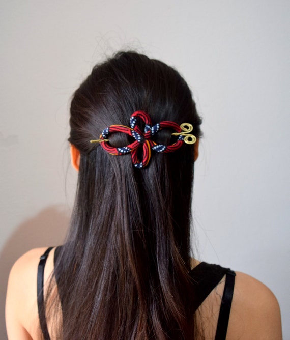 Bow Hair Pin African Wax Fabric Pin Fork Hair Slide Woman Etsy