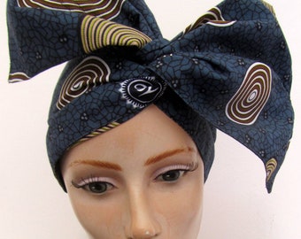 Ankara Head Wrap - African print Head Band - Wax Fabric Wired Turban - Bow Head Dress