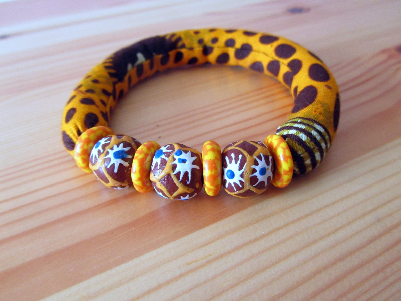 Boho Stacking Bracelet African fabric stretch bracelets Etsy