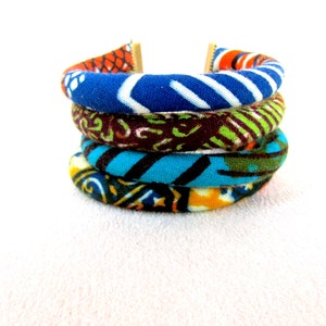 African wax fabric cuff bracelet colorful