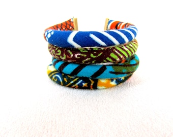 African wax fabric cuff bracelet colorful