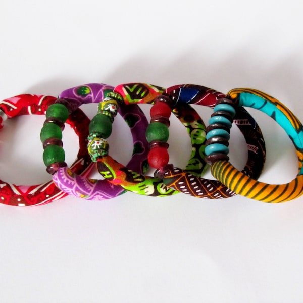 Stack Bracelet Set - Strech Bracelet - African Beaded Bracelet -  Krobo Beads bracelets