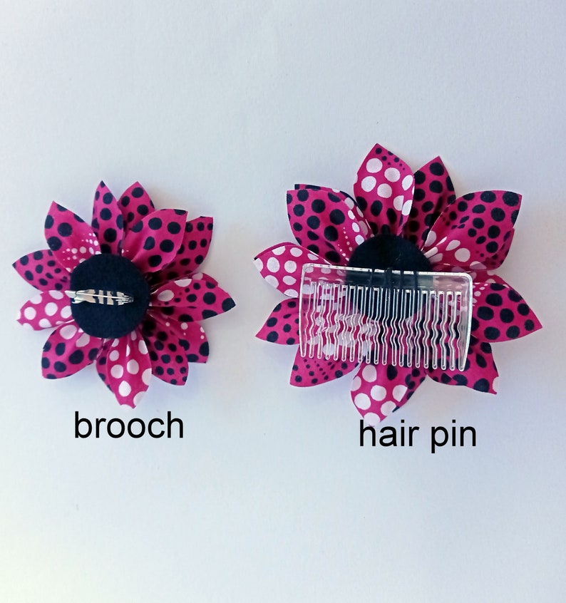 Ankara Fabric Flower Pin or Hair Clip: African Wax Print Accessory image 3