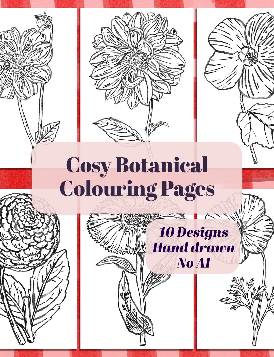 Cosy Botanical Colouring Pages, Hand Drawn Watercolor Art, Ai-free! 10 ...