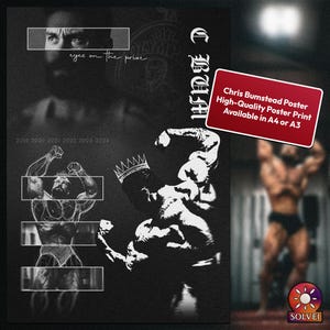 Chris Bumstead Poster | Mr Olympia Inspired Wall Art | Bodybuilding Gym Print | C Bum Fitness Motivation | A3 A4 Glossy Decor
