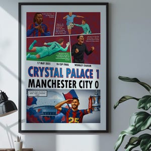 Crystal Palace FA Cup Final 2025 Poster | Comic Style Football Print | CPFC Wall Art | Wembley Victory | Palace Gift | Matchday Artwork