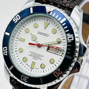 Vintage 1990&#39;s Seiko 5 Automatic Day-Date Stainless Steel Japanese Men&#39;s Wrist Watch White Dial (Free Shipping)